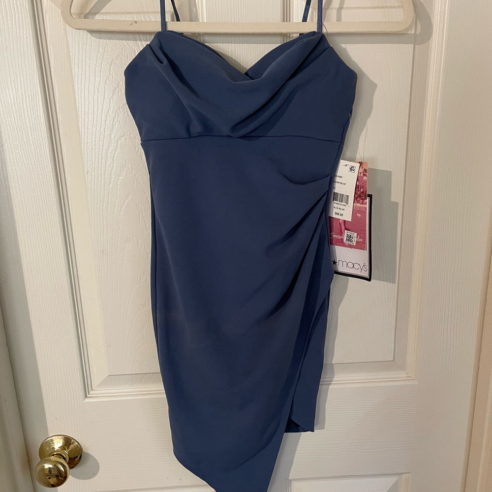 Elegant Blue Draped Dress